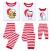 Family Christmas Pajamas Cotton Blend Printed Red White  Color Block Pants Top Set