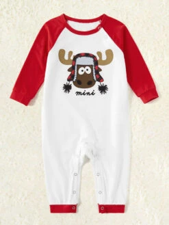 Family Christmas Pajamas Cotton Blend Christmas Pattern Color Block Red Plaid Pants Top Set -Christmas Costumes Store 202011111140551299658