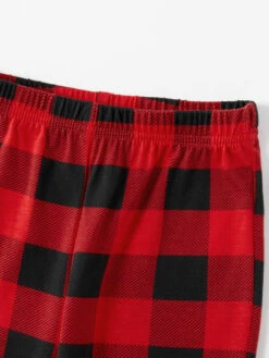 Family Christmas Pajamas Cotton Blend Christmas Pattern Color Block Red Plaid Pants Top Set -Christmas Costumes Store 202011111140573377132