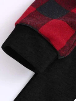 Matching Family Christmas Pajamas Cotton Blend Christmas Pattern Red Black Color Block Plaid Pants Top Set -Christmas Costumes Store 20201111114101853452