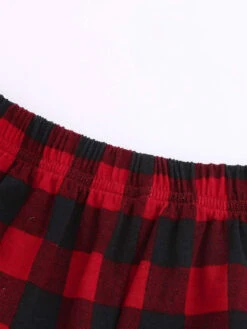 Matching Family Christmas Pajamas Cotton Blend Christmas Pattern Red Black Color Block Plaid Pants Top Set -Christmas Costumes Store 202011111141097257471