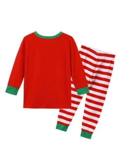 Family Christmas Pajamas Cotton Blend Satan Pattern Color Block Red Pants Top Set -Christmas Costumes Store 202011111142118499331