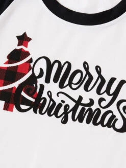 Matching Family Christmas Pajamas Cotton Blend Color Block White BlackPlaid Top Pants Set -Christmas Costumes Store 202011111142146161535