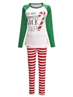 Matching Family Christmas Pajamas Cotton Blend Color Block White Green Stripes Top Pants Set 11 Matching Family Christmas Pajamas Cotton Blend Color Block White Green Stripes Top Pants Set -Christmas Costumes Store 202011111142176635862
