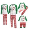 Matching Family Christmas Pajamas Cotton Blend Color Block White Green Stripes Top Pants Set