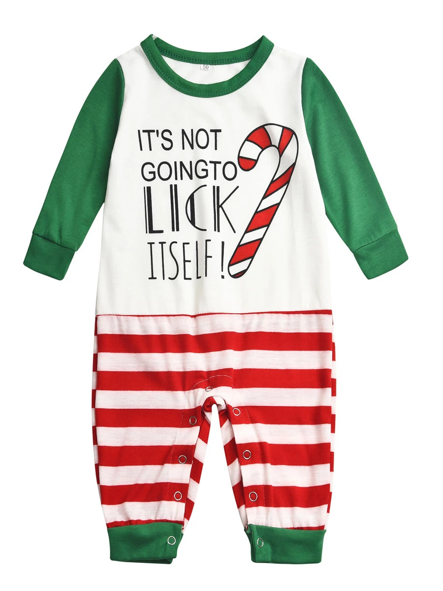 Matching Family Christmas Pajamas Cotton Blend Color Block White Green Stripes Top Pants Set 4 Matching Family Christmas Pajamas Cotton Blend Color Block White Green Stripes Top Pants Set - Image 4