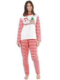 Matching Family Christmas Pajamas Red Cotton Blend Color Block Stripes Top Pants Set 10 Matching Family Christmas Pajamas Red Cotton Blend Color Block Stripes Top Pants Set -Christmas Costumes Store 202011111142242595408