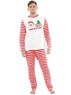 Matching Family Christmas Pajamas Red Cotton Blend Color Block Stripes Top Pants Set 9 Matching Family Christmas Pajamas Red Cotton Blend Color Block Stripes Top Pants Set -Christmas Costumes Store 202011111142245605154
