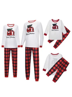 Matching Family Christmas Pajamas Red Cotton Blend Color Block Plaid Top Pants Set 15 Matching Family Christmas Pajamas Red Cotton Blend Color Block Plaid Top Pants Set -Christmas Costumes Store 202011111145184272491