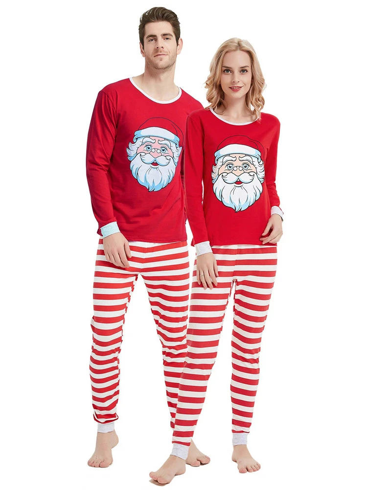 Christmas Matching Family Pajamas Cotton Blend Color Block Red Stripes Top Pants Set 3 Christmas Matching Family Pajamas Cotton Blend Color Block Red Stripes Top Pants Set - Image 3