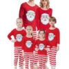 Christmas Matching Family Pajamas Cotton Blend Color Block Red Stripes Top Pants Set
