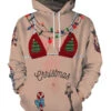 Deep Apricot Hoodie Christmas Tops Polyester Fiber Christmas Pattern Causal Holidays Costumes