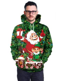 Christmas Hoodie Green Top Polyester Fiber Christmas Pattern Casual Holidays Costumes -Christmas Costumes Store 202011111146319441845