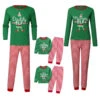 Matching Family Christmas Pajamas Cotton Blend Christmas Pattern Green Stripes Color Block Pants Top Set