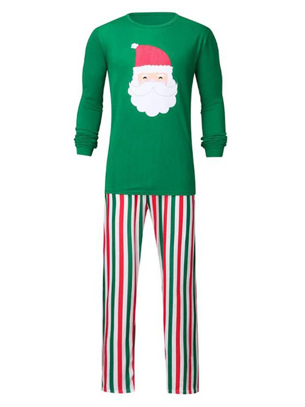 Family Christmas Pajamas Green Cotton Blend Color Block Christmas Pattern Top Pants Set 2 Family Christmas Pajamas Green Cotton Blend Color Block Christmas Pattern Top Pants Set - Image 2