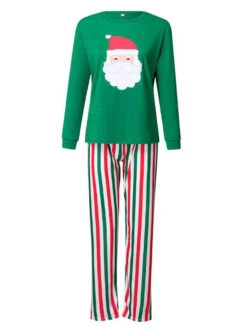 Family Christmas Pajamas Green Cotton Blend Color Block Christmas Pattern Top Pants Set 10 Family Christmas Pajamas Green Cotton Blend Color Block Christmas Pattern Top Pants Set -Christmas Costumes Store 202011111659160569320