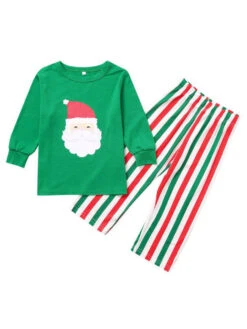 Family Christmas Pajamas Green Cotton Blend Color Block Christmas Pattern Top Pants Set 11 Family Christmas Pajamas Green Cotton Blend Color Block Christmas Pattern Top Pants Set -Christmas Costumes Store 202011111659168113592