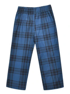 Christmas Matching Family Pajamas Navy Blue Cotton Blend Color Block Christmas Pattern Top Plaid Pants Set -Christmas Costumes Store 202011111659188363919