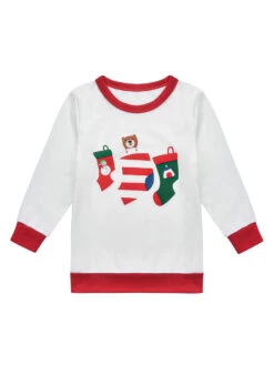 Family Christmas Pajamas Red Cotton Blend Stripes Color Block Pants Top Set -Christmas Costumes Store 202011111659393287203