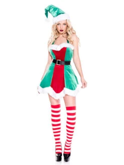 Women's Christmas Bodycon Green Corduroy Velvet Christmas Holidays Costumes Exotic -Christmas Costumes Store 202011121446395331059