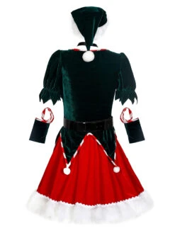Women's Christmas Dress Green Velour Hat Christmas Pattern Holidays Costumes Dress -Christmas Costumes Store 202011131052102754572