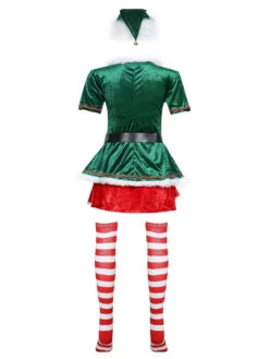 Women's Christmas Dress Green Velour Hat Polyester Christmas Pattern Holidays Costumes -Christmas Costumes Store 202011131052271404007