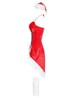 Women's Christmas Dress Red Velour Hat Polyester Two-Tone Sexy Holidays Costumes -Christmas Costumes Store 20201113105252833188