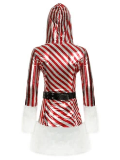 Women's Christmas Dress Red Polyester Fiber Sash Polyester Stripes Christmas Holidays Costumes -Christmas Costumes Store 20201113105447112713