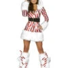 Women's Christmas Dress Red Polyester Fiber Sash Polyester Stripes Christmas Holidays Costumes