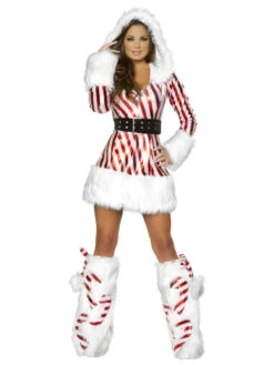 Women's Christmas Dress Red Polyester Fiber Sash Polyester Stripes Christmas Holidays Costumes