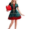 Women's Christmas Dress Green Polyester Fiber Sash Hat Polyester Two-Tone Christmas Holidays Costumes