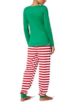 Christmas Pajamas Set Green Polyester Fiber Cotton Christmas Pattern Holidays Costumes Homewear -Christmas Costumes Store 202011131058426147844