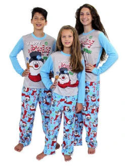 Women's Christmas Set Light Sky Blue Cotton Blend Cotton Christmas Pattern Christmas Holidays Costumes -Christmas Costumes Store 202011131622148214288