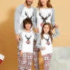 Christmas Family Pajamas Set White Cotton Blend Christmas Pattern Holidays Costumes Homewear