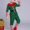 Boys Christmas Costume Set Green Leg Warmer Jumpsuit Anklets Set Polyester Stripes Christmas Costumes