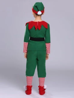 Boys Christmas Costume Set Green Leg Warmer Jumpsuit Anklets Set Polyester Stripes Christmas Costumes -Christmas Costumes Store 202101111110479102761