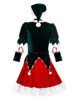 Christmas Costume For Women Red Green Polyester Fiber Short Dress Color Block Christmas Holidays Costumes Full Set -Christmas Costumes Store 202108201043199386922