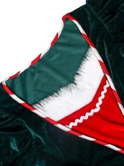 Christmas Costume For Women Red Green Polyester Fiber Short Dress Color Block Christmas Holidays Costumes Full Set -Christmas Costumes Store 202108201043202854167