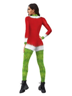 The Grinch Christmas Cosplay Costume Polyester Leotard Leotard Green Jumpsuit -Christmas Costumes Store 202110111418033658494