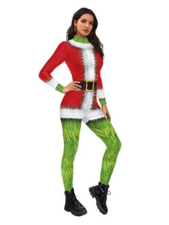 The Grinch Christmas Cosplay Costume Polyester Leotard Christmas Leotard Green Jumpsuit -Christmas Costumes Store 20211011141804915255
