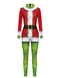 The Grinch Christmas Cosplay Costume Polyester Leotard Christmas Leotard Green Jumpsuit -Christmas Costumes Store 20211011141816703104