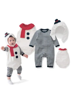 Snowman Jumpsuit For Christmas White Polyester Fiber Hat Jumpsuit Polyester Christmas Holidays Costumes Full Set