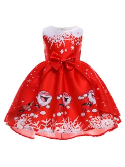Party Dress For Christmas Green Polyester Fiber Floral Print Christmas Holidays Costumes Dress -Christmas Costumes Store 202110271950250948351