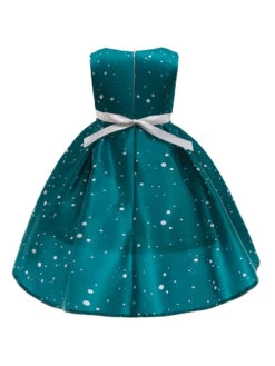 Party Dress For Christmas Green Polyester Fiber Floral Print Christmas Holidays Costumes Dress -Christmas Costumes Store 202110271950263085082