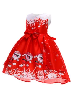 Party Dress For Christmas Green Polyester Fiber Floral Print Christmas Holidays Costumes Dress -Christmas Costumes Store 20211027195029607764