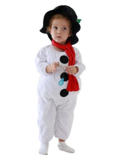 Snowman Jumpsuit For Christmas White Polyester Fiber Scarf Christmas Holidays Costumes Full Set -Christmas Costumes Store 202110271950557883283