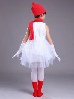 Snowman Dress For Christmas White Polyester Fiber Gloves Scarf Hat Polyester Christmas Holidays Costumes Full Set -Christmas Costumes Store 202110271951177102555