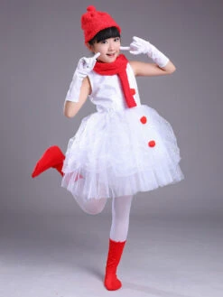 Snowman Dress For Christmas White Polyester Fiber Gloves Scarf Hat Polyester Christmas Holidays Costumes Full Set -Christmas Costumes Store 202110271951194066430