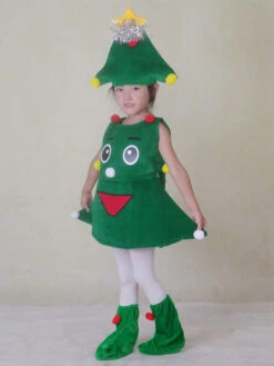Christmas Green Santa Tree Costume Polyester Fiber Hat Dress Christmas Holidays Costumes Full Set -Christmas Costumes Store 202110281517059859469
