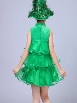 Party Dress For Christmas Green Santa Tree Polyester Fiber Hat Dress Christmas Holidays Costumes Full Set -Christmas Costumes Store 202110281517102824661